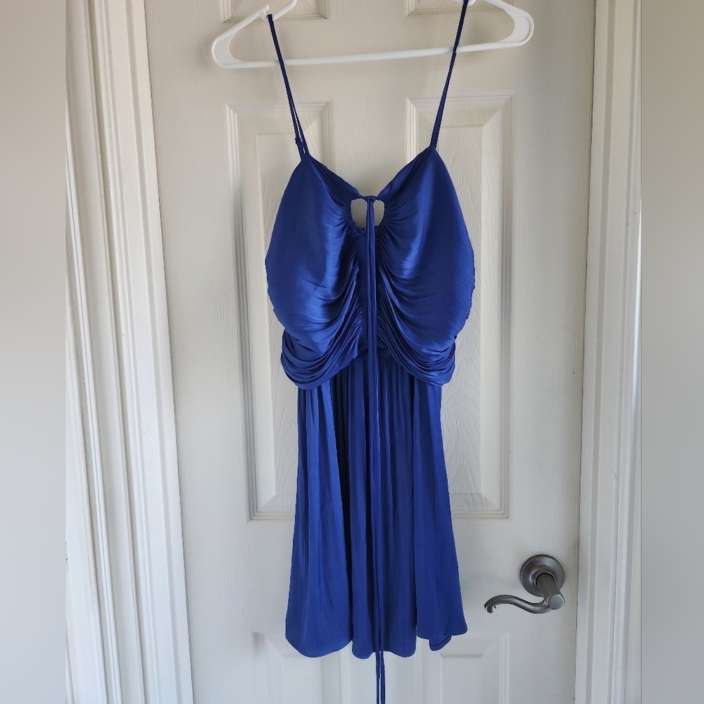 House of Harlow 1960 Royal Blue Ruched Cocktail Party Mini‎ Dress Size Small
